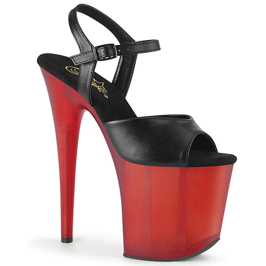 Pleaser Sandali da donna FLAMINGO-809T BLK in ecopelle / rosso smerigliato