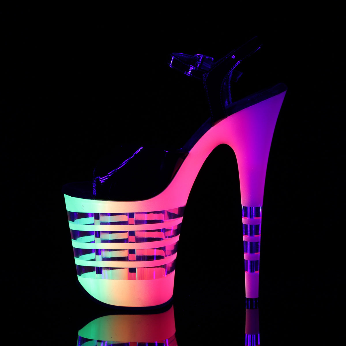 Pleaser Sandali da donna FLAMINGO-809UVLN BLK PAT / NEON MULTI