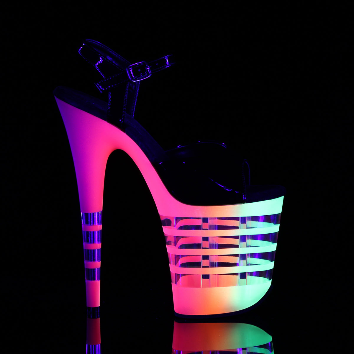 Pleaser Sandali da donna FLAMINGO-809UVLN BLK PAT / NEON MULTI