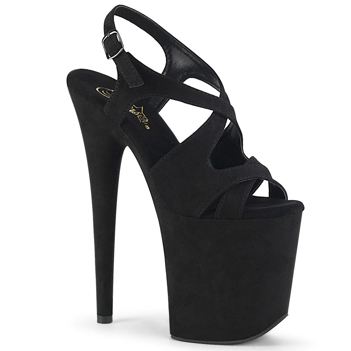 Pleaser Sandali da donna FLAMINGO-831FS BLK FAUX SOMEDE / BLK FAUX SUEGATO