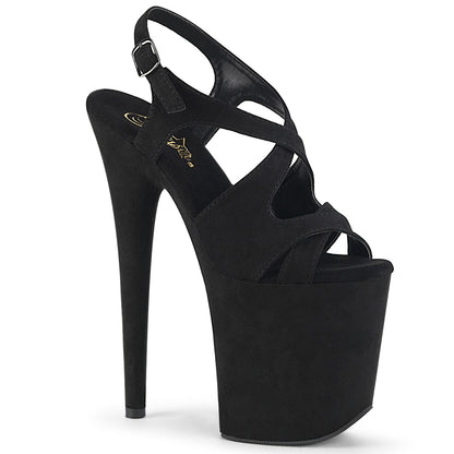 Pleaser Sandali da donna FLAMINGO-831FS BLK FAUX SOMEDE / BLK FAUX SUEGATO