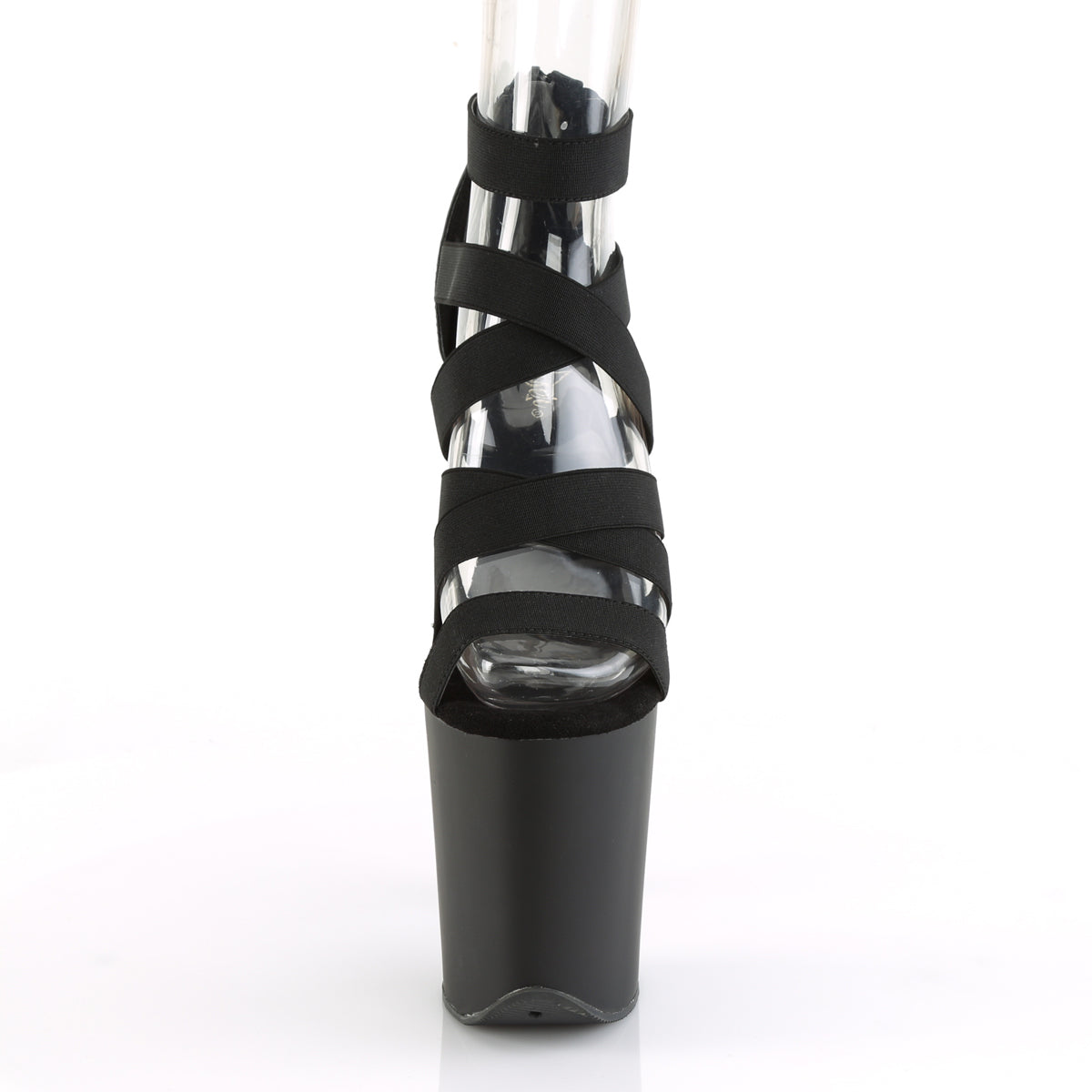 Pleaser Sandali da donna FLAMINGO-859 BLK Elastic Band-Ecox Leather / Blk Matte