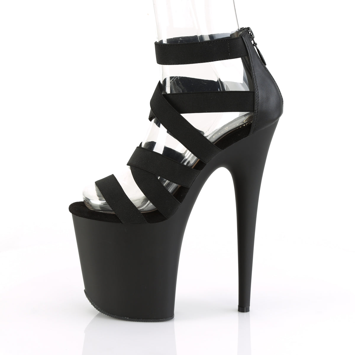 Pleaser Sandali da donna FLAMINGO-859 BLK Elastic Band-Ecox Leather / Blk Matte