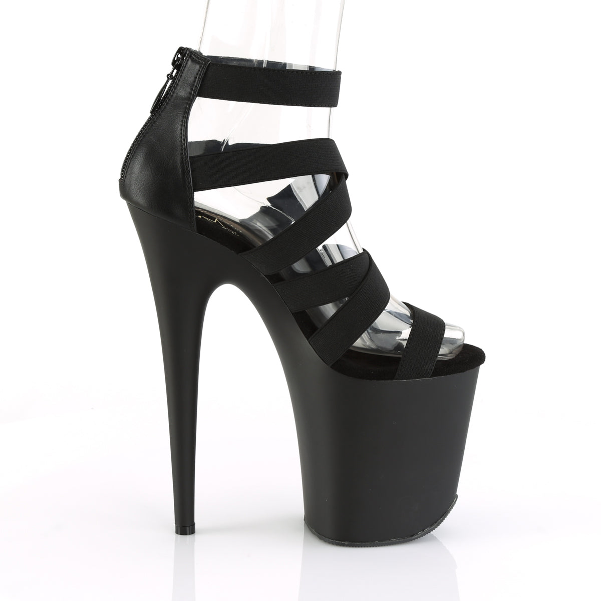 Pleaser Sandali da donna FLAMINGO-859 BLK Elastic Band-Ecox Leather / Blk Matte