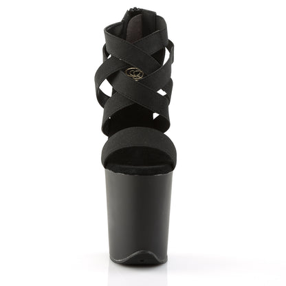 Pleaser Sandali da donna FLAMINGO-869 BLK Elastic Band-Ecox Leather / Blk Matte