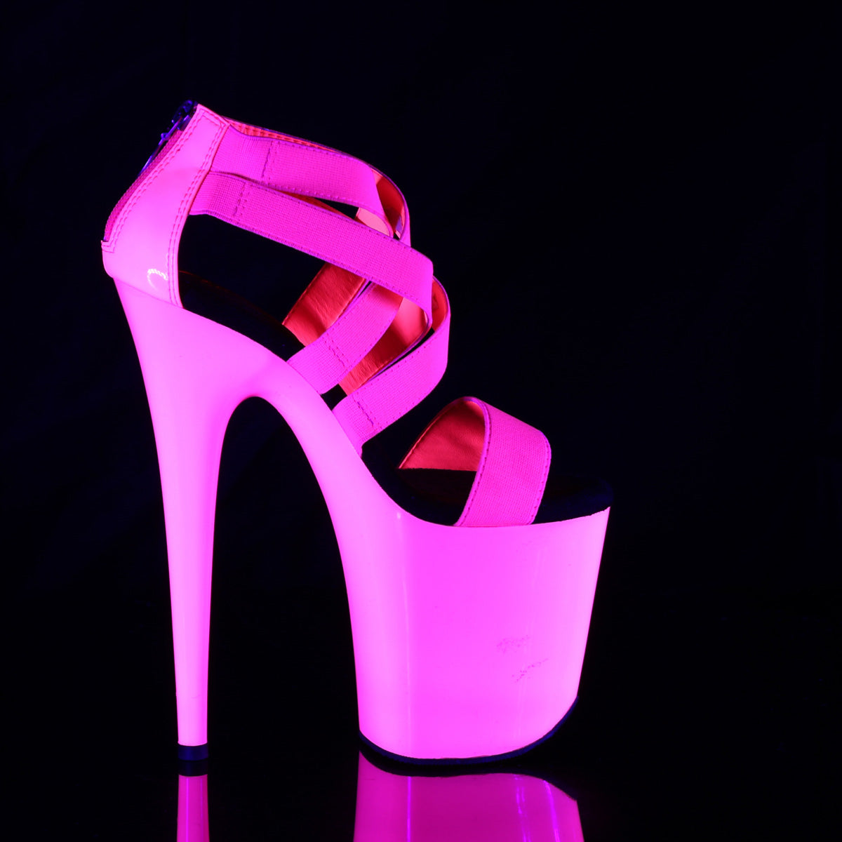 Pleaser Sandali da donna FLAMINGO-869UV Neon H. Pink Elastic Band-PAT / Neon H. rosa
