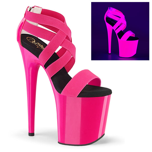 Pleaser Sandali da donna FLAMINGO-869UV Neon H. Pink Elastic Band-PAT / Neon H. rosa
