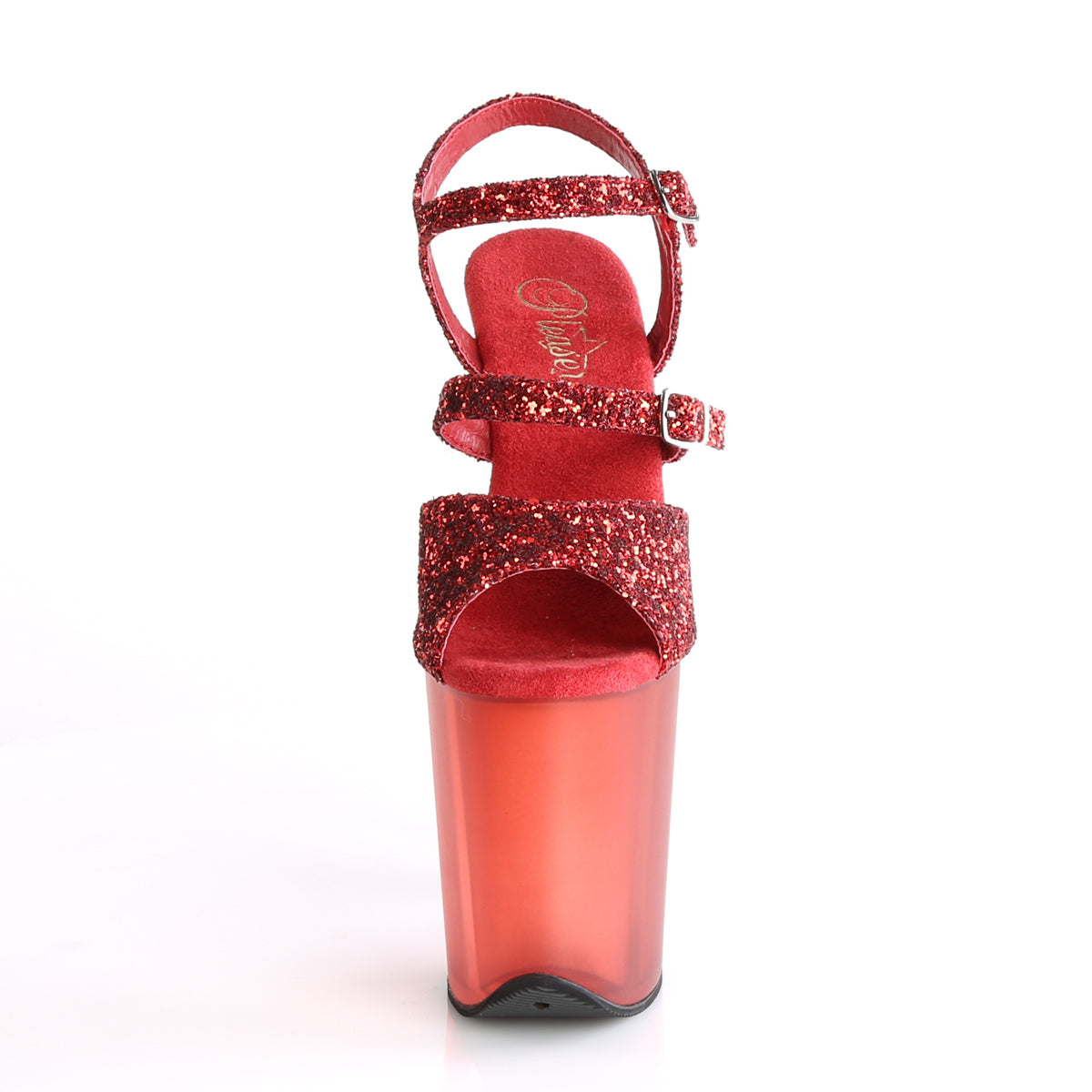 Pleaser Sandali da donna FLAMINGO-874 Glitter rosso / rosso smerigliato