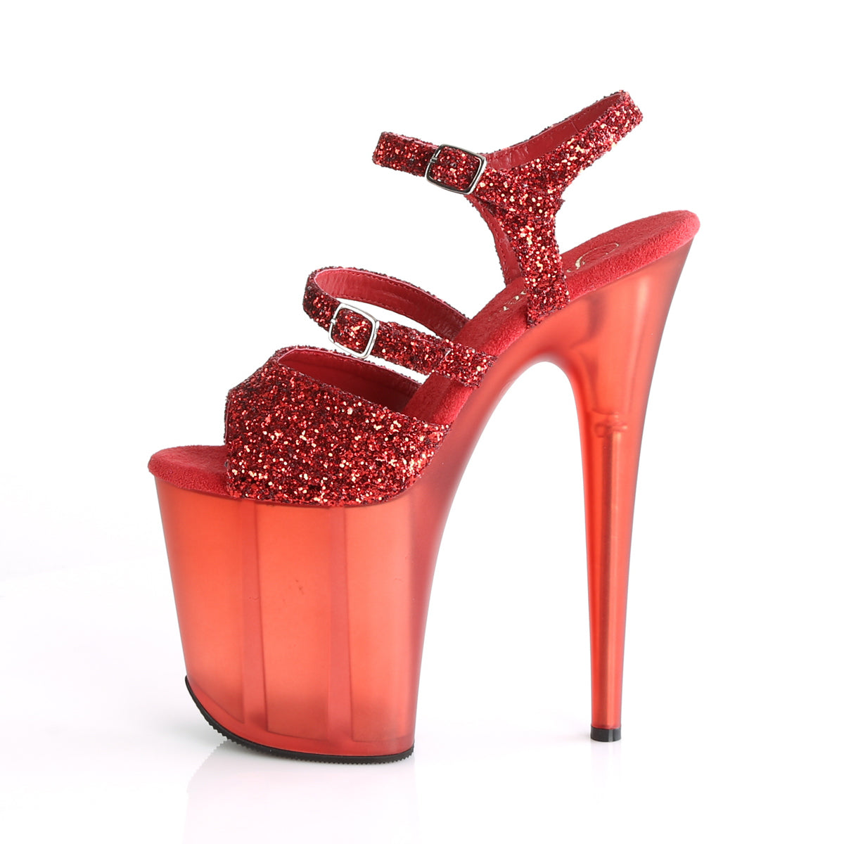 Pleaser Sandali da donna FLAMINGO-874 Glitter rosso / rosso smerigliato