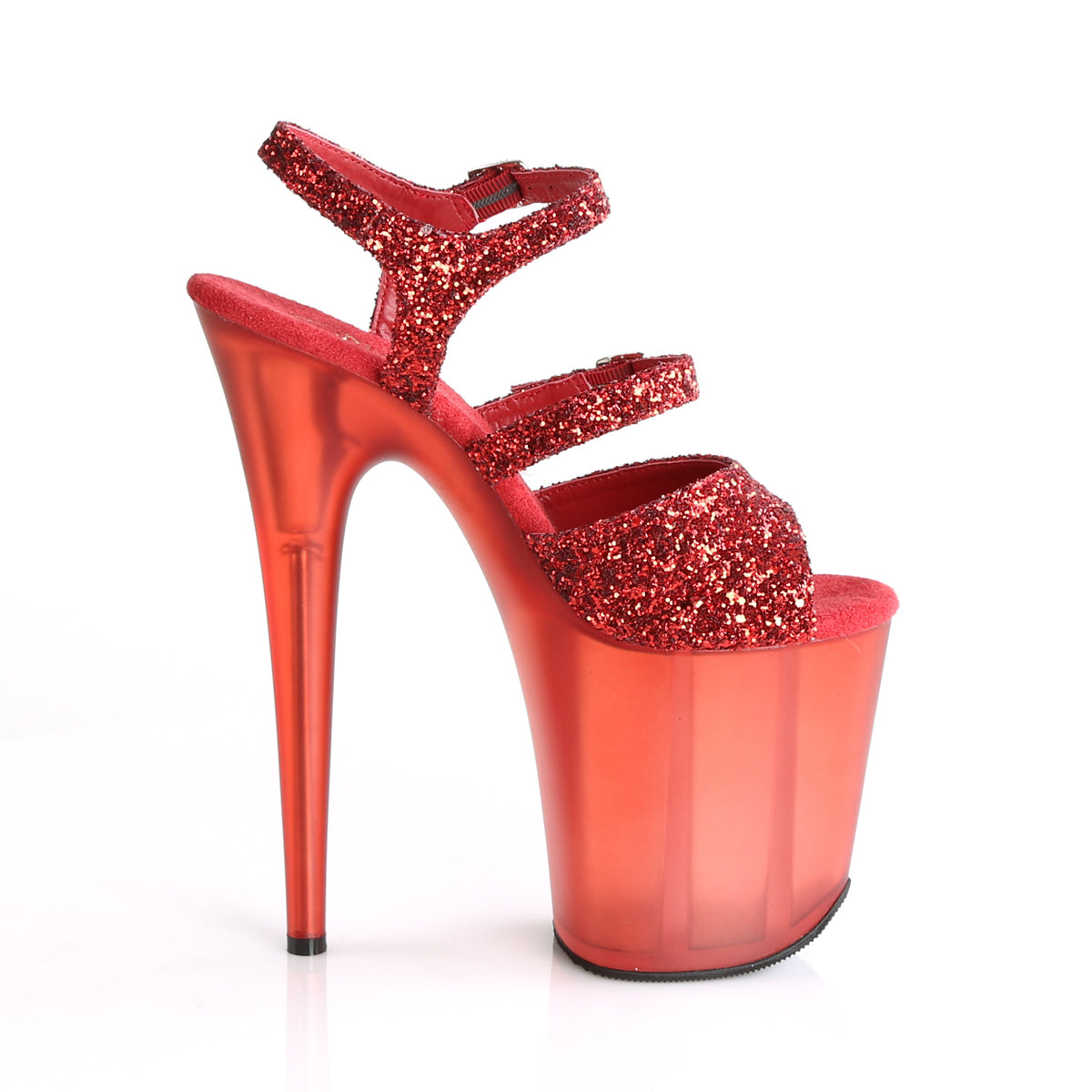 Pleaser Sandali da donna FLAMINGO-874 Glitter rosso / rosso smerigliato