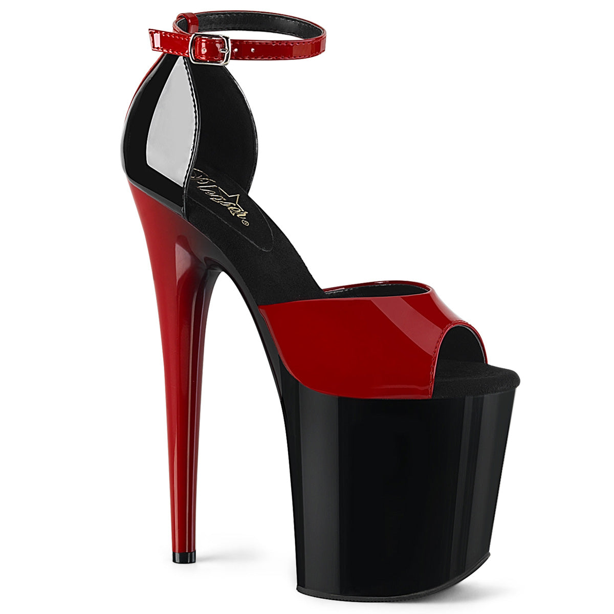 Pleaser Sandali da donna FLAMINGO-889 RED-BLK PAT / BLK-RED