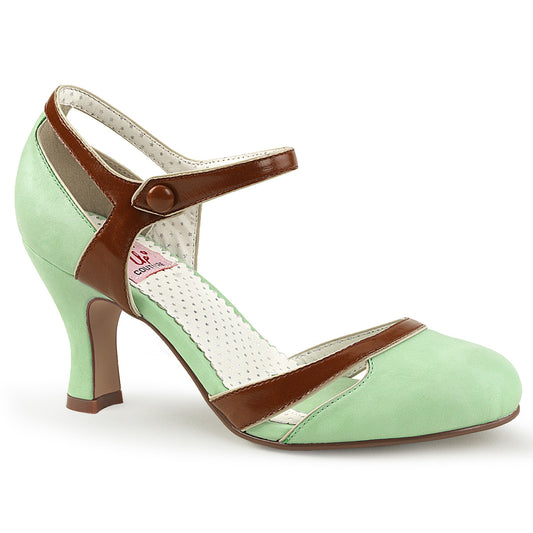 Pin Up Couture Pompe da donna FLAPPER-27 Mint-Brown Ecopelle in ecopelle