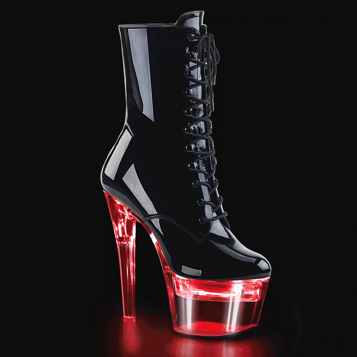 Pleaser Stivaletti da donna FLASHDANCE-1020-7 BLK PAT / CLR