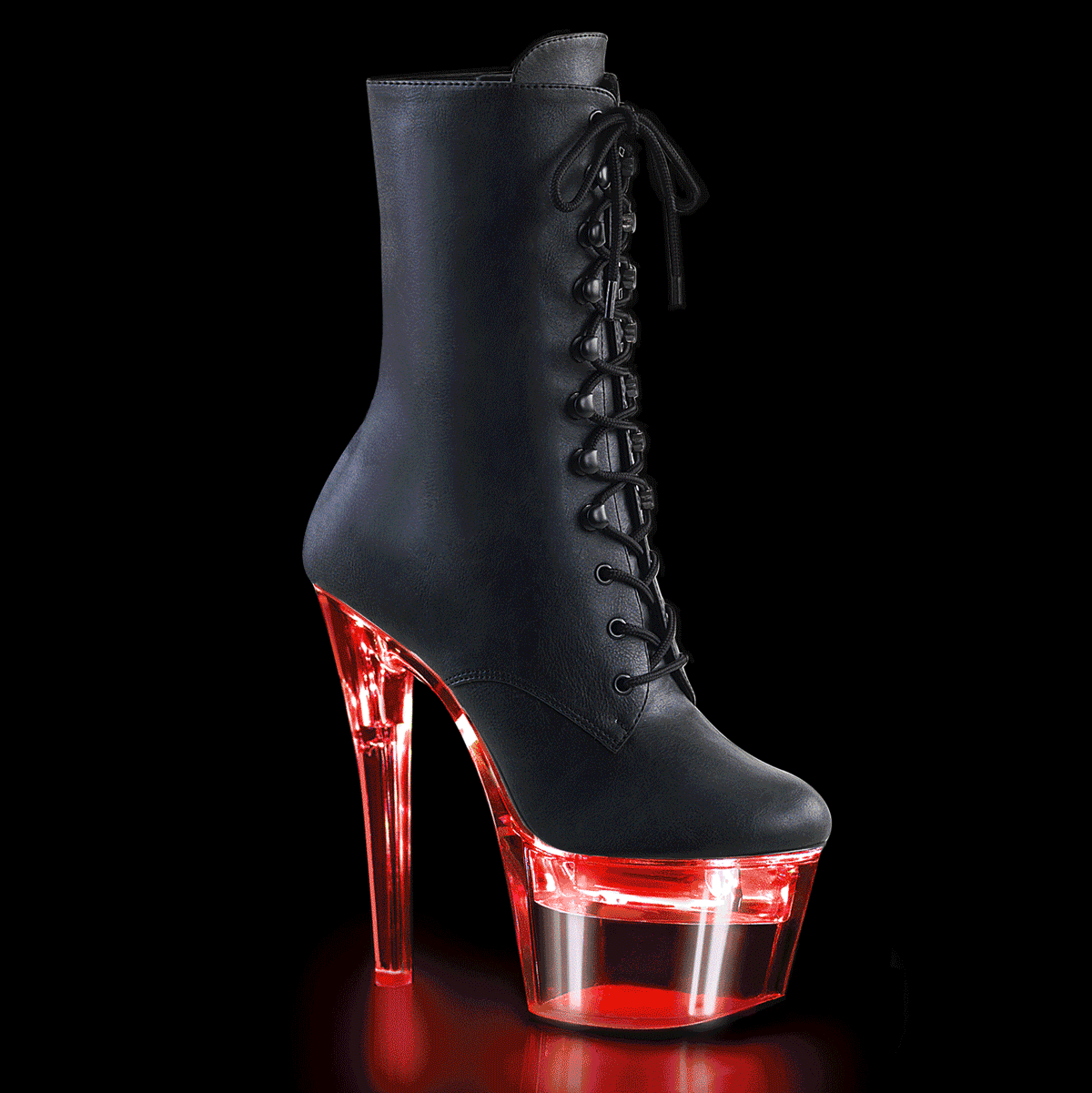 Pleaser Stivaletti da donna FLASHDANCE-1020-7 BLK in ecopelle / CLR
