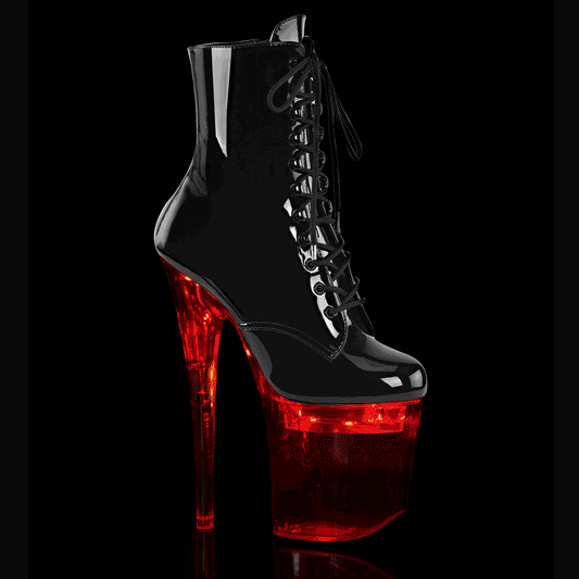 Pleaser Stivaletti da donna FLASHDANCE-1020-8 BLK PAT / CLR