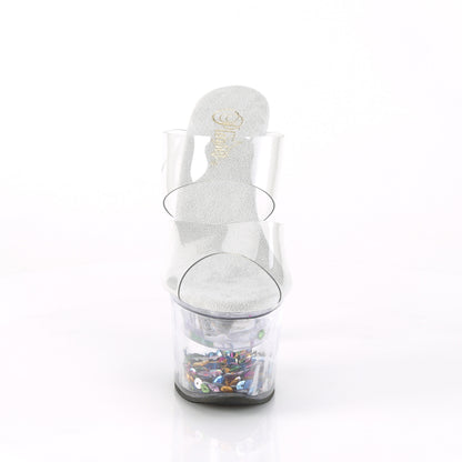 Pleaser Sandali da donna FLASHDANCE-702SQ CLR / CLR-Paillettes inseriti