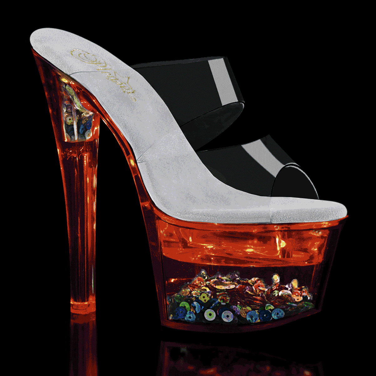 Pleaser Sandali da donna FLASHDANCE-702SQ CLR / CLR-Paillettes inseriti
