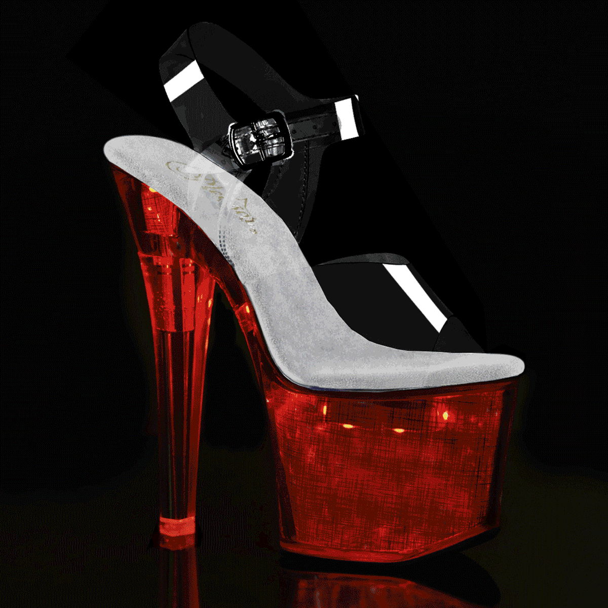 Pleaser Womens Sandals FLASHDANCE-708CH Clr/Slv Hologram