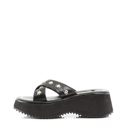 DemoniaCult Sandali femminili FLIP-05 pelle vegana BLK