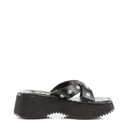 DemoniaCult Sandali femminili FLIP-05 pelle vegana BLK
