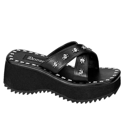 DemoniaCult Sandali femminili FLIP-05 pelle vegana BLK