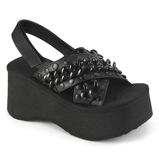 DemoniaCult  Sandals FUNN-12 Blk Vegan Leather
