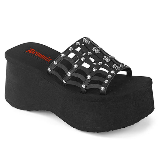 DemoniaCult  Sandals FUNN-13 Blk Vegan Leather
