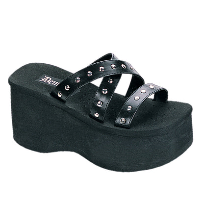 DemoniaCult Sandali femminili FUNN-19 pelle vegana BLK