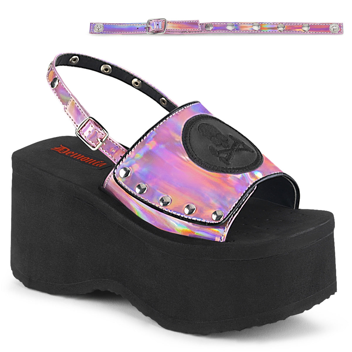 DemoniaCult Sandali femminili FUNN-32 ologramma rosa