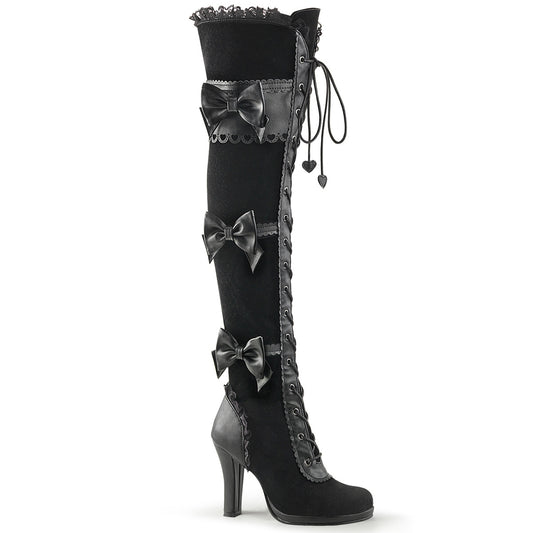 DemoniaCult Stivali da donna GLAM-300 BLK VEGAN PELLEVET