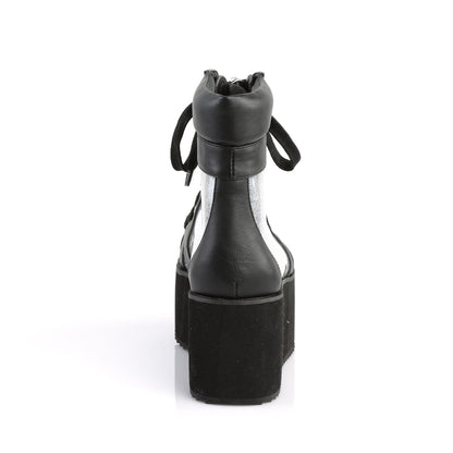 DemoniaCult Stivali alla caviglia femminile GRIP-102 blk vegan cuoio-clr ologramma TPU