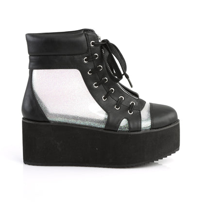 DemoniaCult Stivali alla caviglia femminile GRIP-102 blk vegan cuoio-clr ologramma TPU