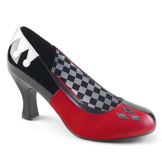 Funtasma Womens Pumps HARLEY-42 Blk Pat-Red-Wht Pu
