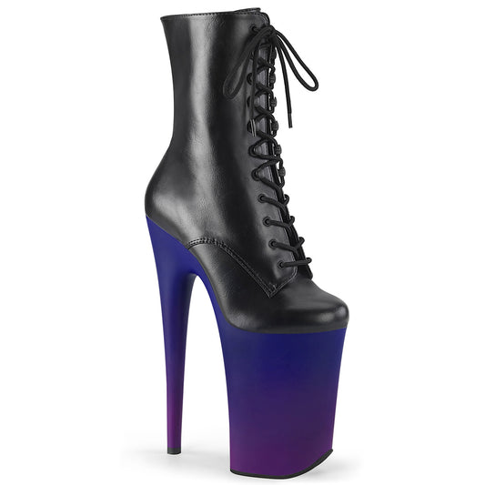 Pleaser Stivaletti da donna INFINITY-1020BP BLK in ecopelle / blu-viola ombre