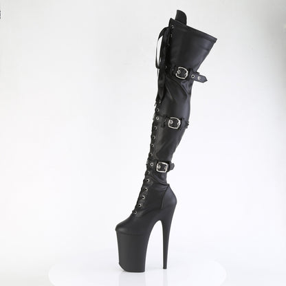 Pleaser Women's Platform Shoes INFINITY-3028 Blk Str Faux Le/Blk Matte