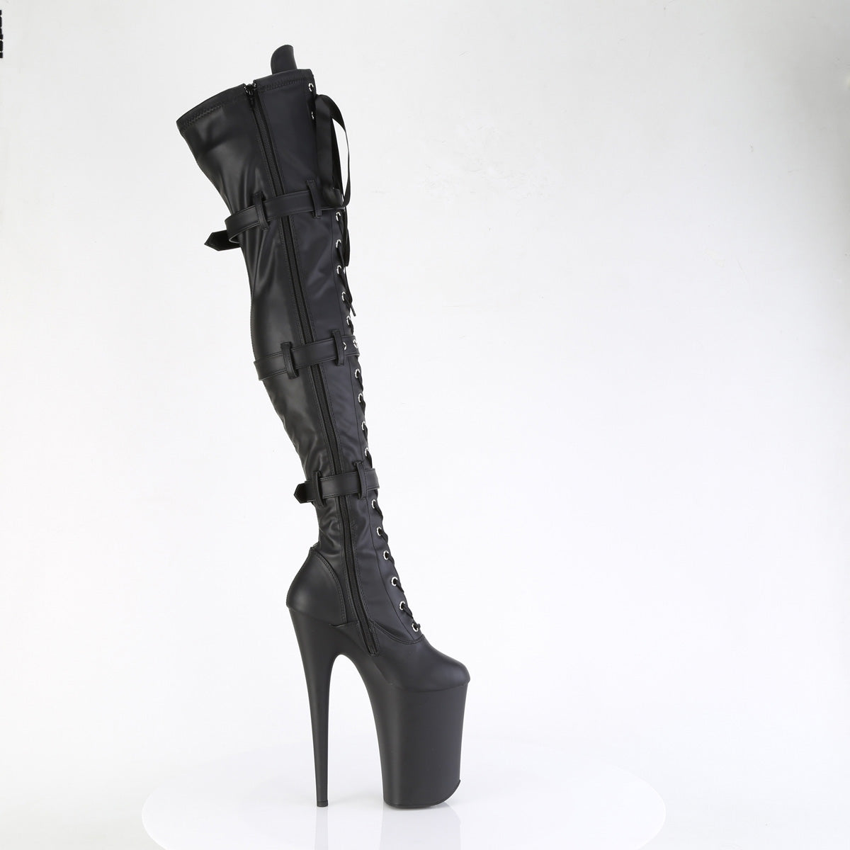 Pleaser Women's Platform Shoes INFINITY-3028 Blk Str Faux Le/Blk Matte