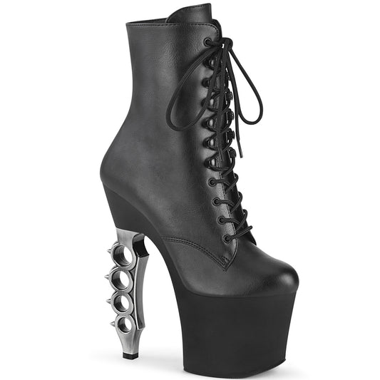 Pleaser Stivaletti da donna IRONGRIP-1020 BLK in ecopelle / BLK matte-slv spazzolato
