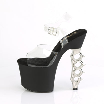 Pleaser Sandali da donna IRONGRIP-708 CLR / BLK matte-slv spazzolato