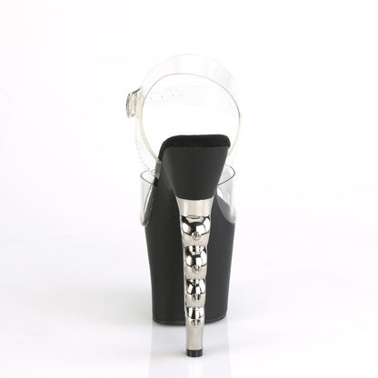 Pleaser Sandali da donna IRONGRIP-708 CLR / BLK matte-slv spazzolato