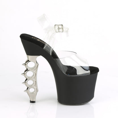 Pleaser Sandali da donna IRONGRIP-708 CLR / BLK matte-slv spazzolato