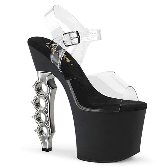 Pleaser Sandali da donna IRONGRIP-708 CLR / BLK matte-slv spazzolato