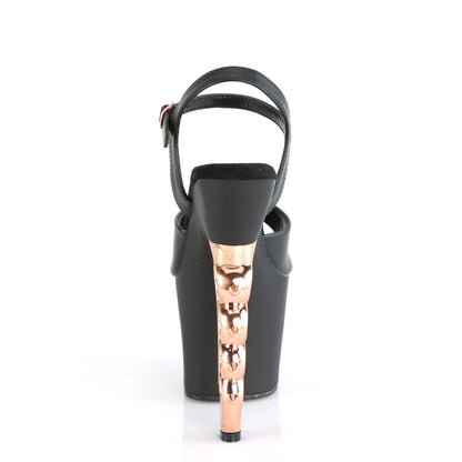 Pleaser Sandali da donna IRONGRIP-709 BLK Faux Le./blk matte-rame spazzolato