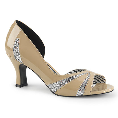 Pleaser Pink Label Pompe da donna JENNA-03 glitter pat-argento crema
