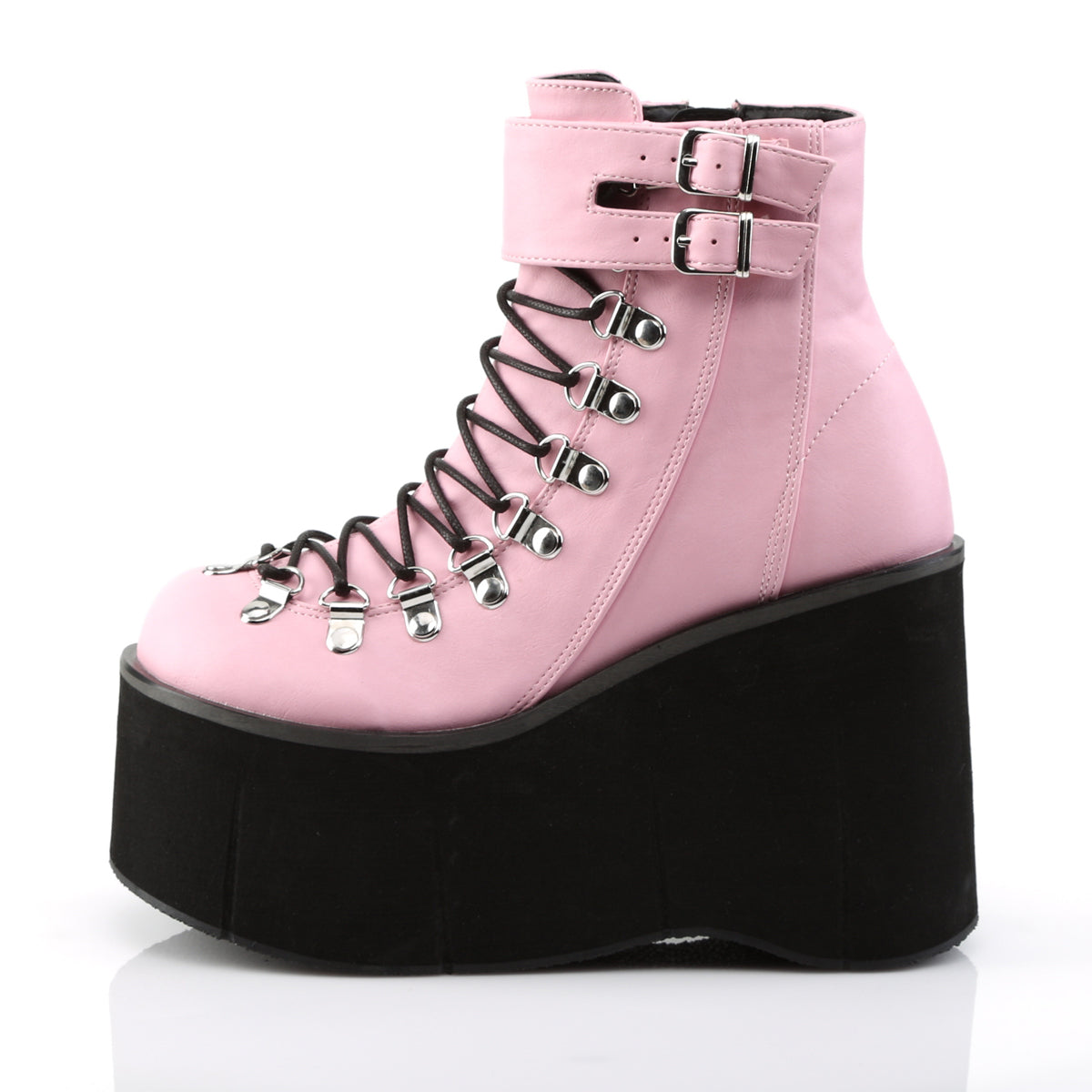DemoniaCult Womens Ankle Boots KERA-21 B. Pink Vegan Leather