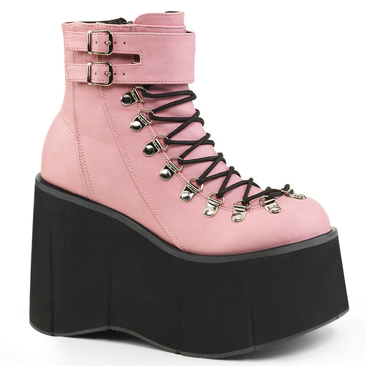 DemoniaCult Womens Ankle Boots KERA-21 B. Pink Vegan Leather