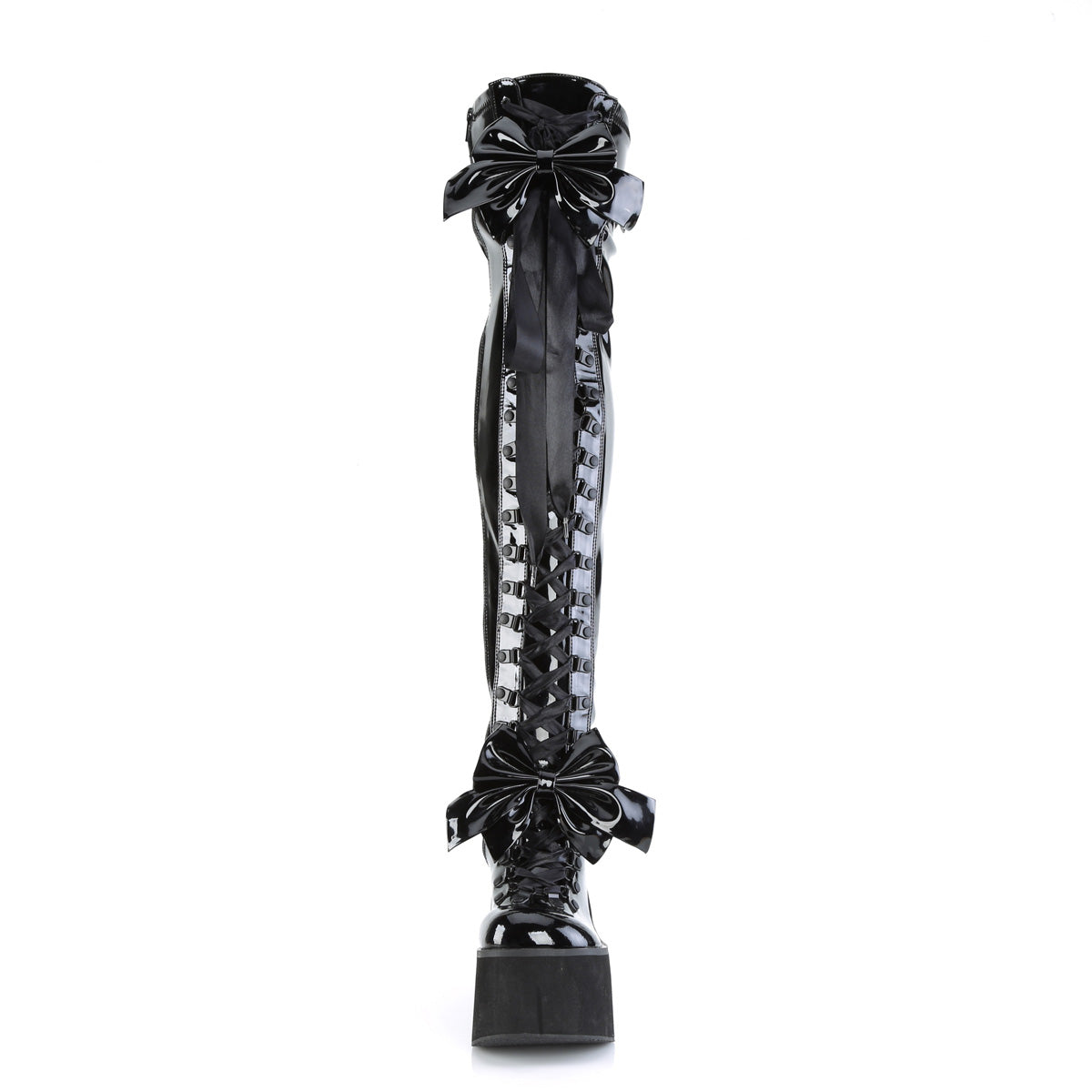 DemoniaCult Stivali da donna KERA-303 BLK Stretch Brevet