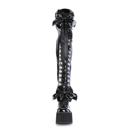 DemoniaCult Stivali da donna KERA-303 BLK Stretch Brevet
