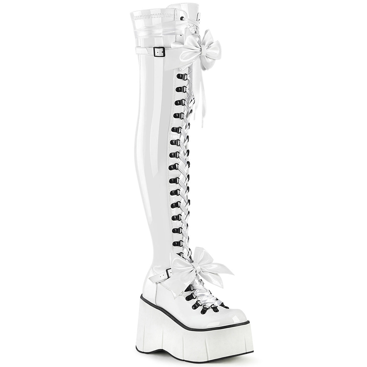 DemoniaCult  Stivali KERA-303 WHT Stretch Brevet