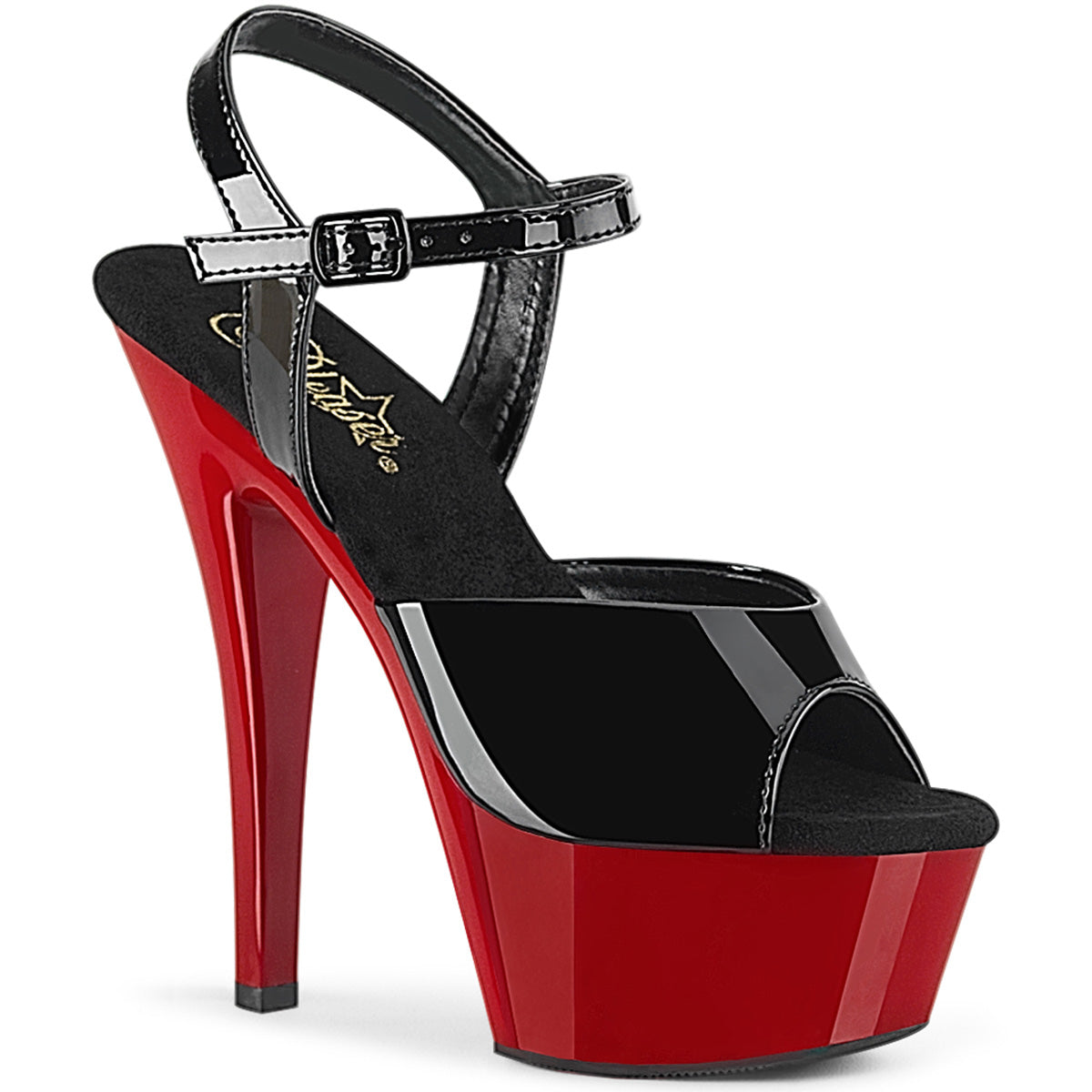 Pleaser Sandali da donna KISS-209 BLK PAT / RED