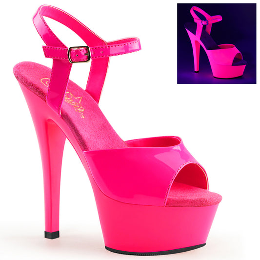 Pleaser Womens Sandals KISS-209UV Neon H. Pink/H. Pink